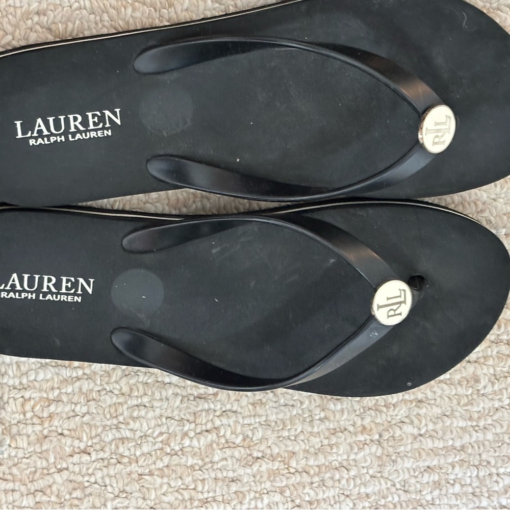 Lauren Ralph Lauren Black Sandals with Gold Accent